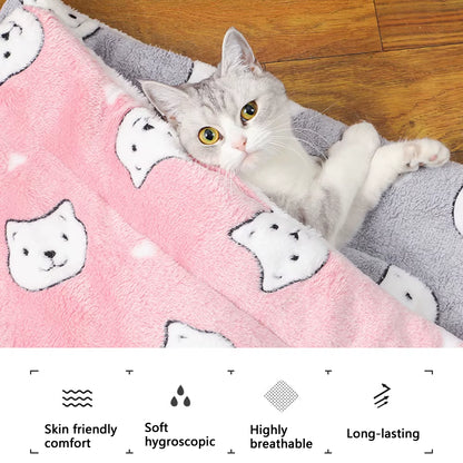 Cute Small Dog Mat Double-Sided Use Winter Warm Medium Cat Sofa Blanket Skin-Friendly Puppy Bed Cushion Pet Bed Accessories