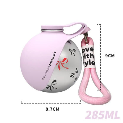 Portable Dog Water Bottle Stainless Steel Travel Cat Water Dispenser with Bowl No-Spill Puppy Water Bottle for Walking Hiking